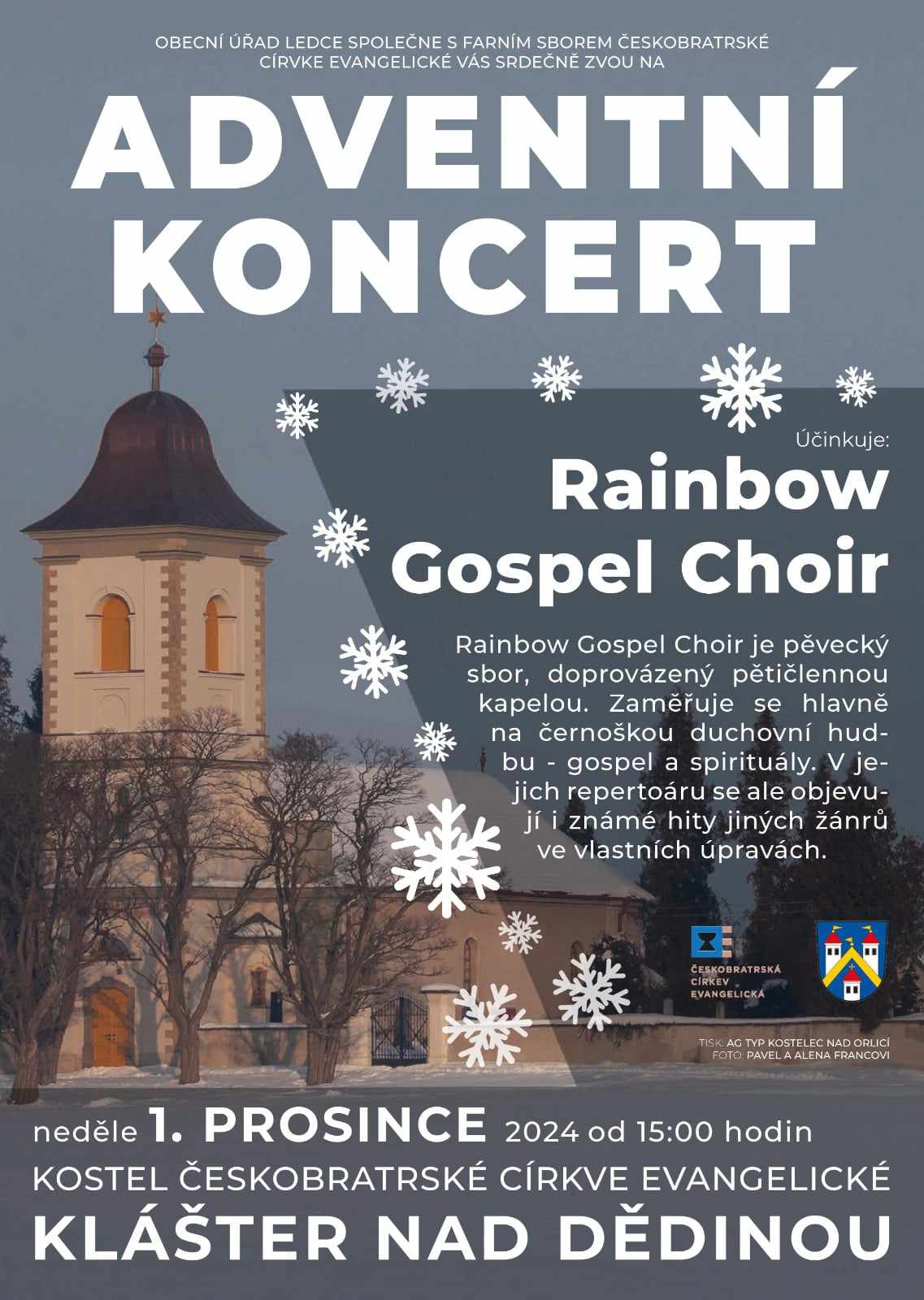 Adventní koncert Rainbow Gospel v Klášteře nad Dědinou