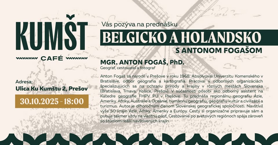 Cestovateľská prednáška s Antonom Fogašom 🇧🇪🇳🇱