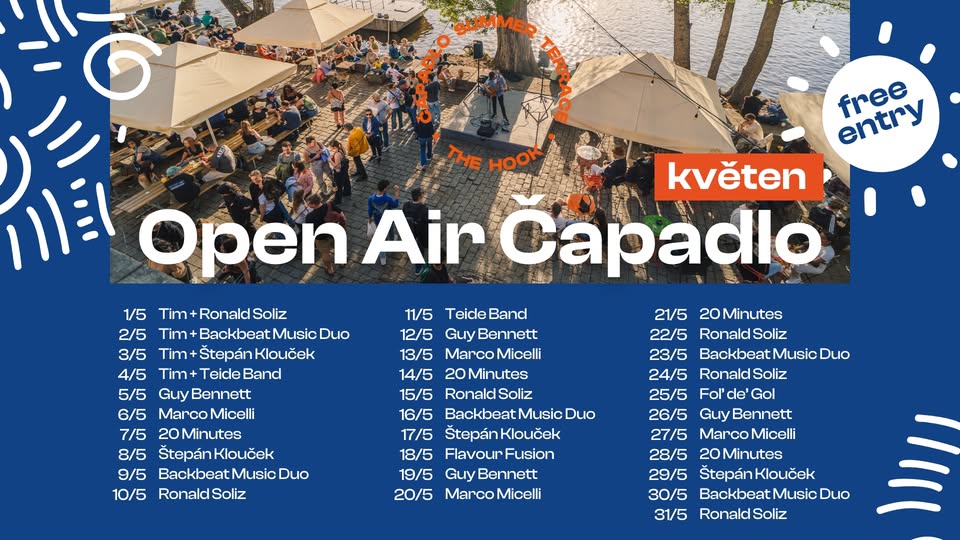 Open Air na Čapadle | Každý den živá hudba u Vltavy | Free Entry