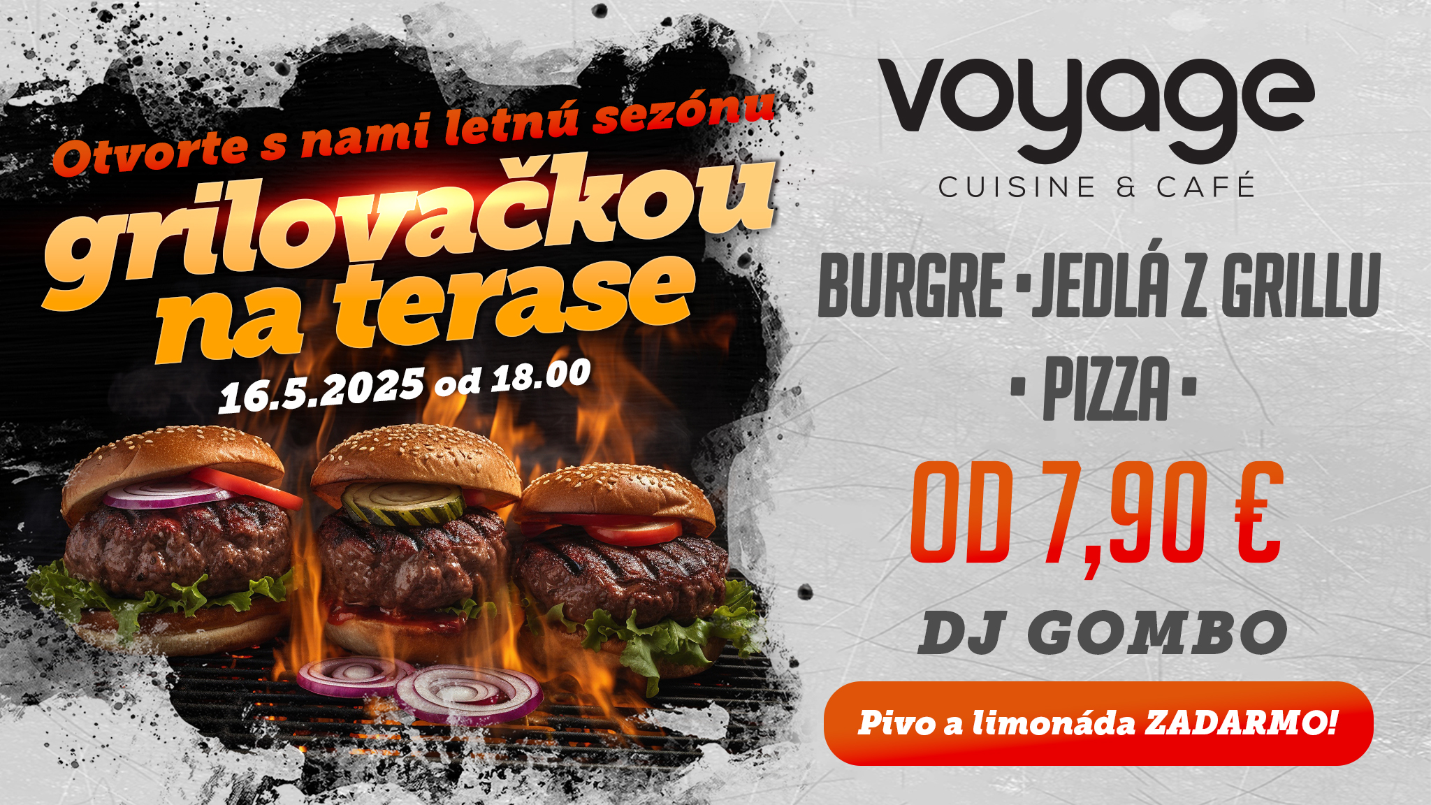 Otvorte s nami letnú sezónu grilovačkou na terase vo VOYAGE * PIATOK 16-5-2025