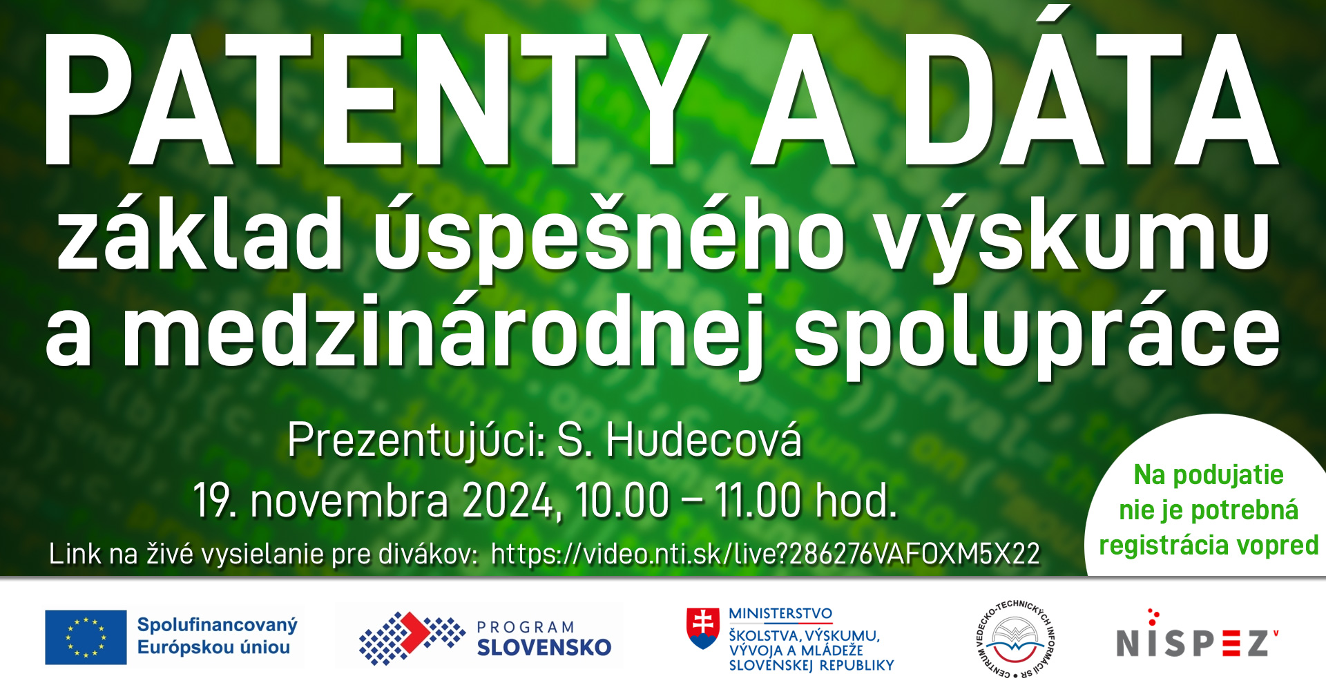 Patenty a dáta – základ úspešného výskumu a medzinárodnej spolupráce