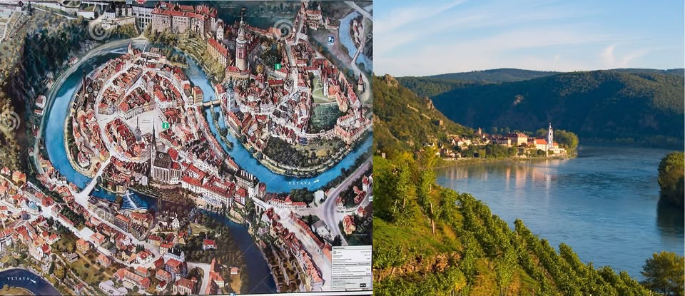 Ket folyó két arca. Duna Grein-MElk-Krems között és Vltava Cesky Krumlovnál