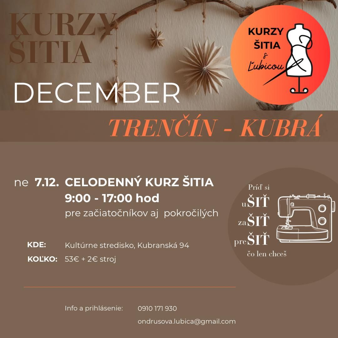 nedeľný kurz šitia