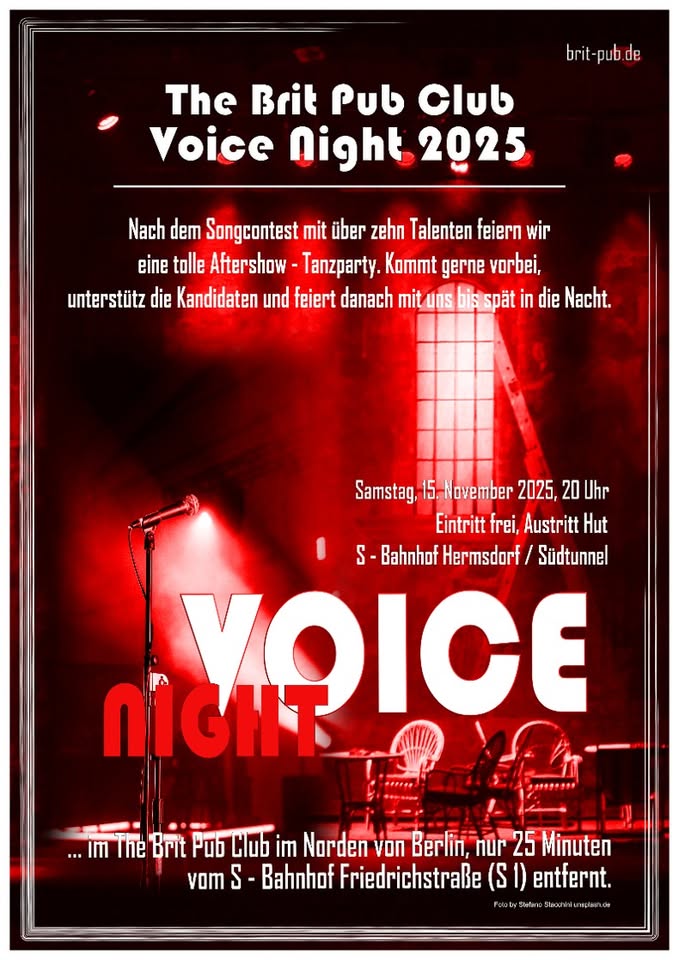 Voice Night im Brit Pub Club mit Aftershow Party