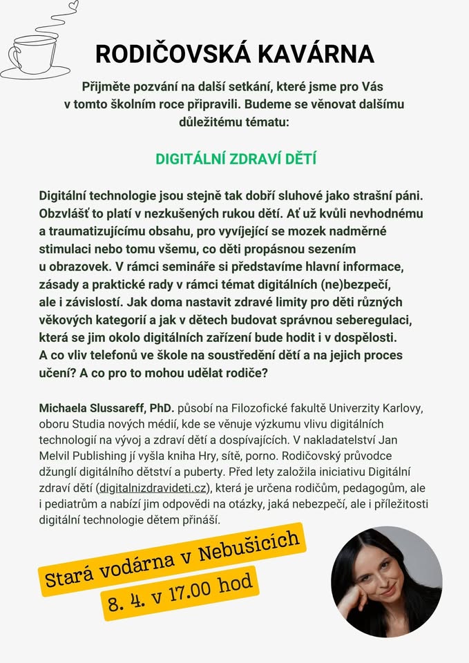 Rodičovská kavárna - Digitální zdraví dětí