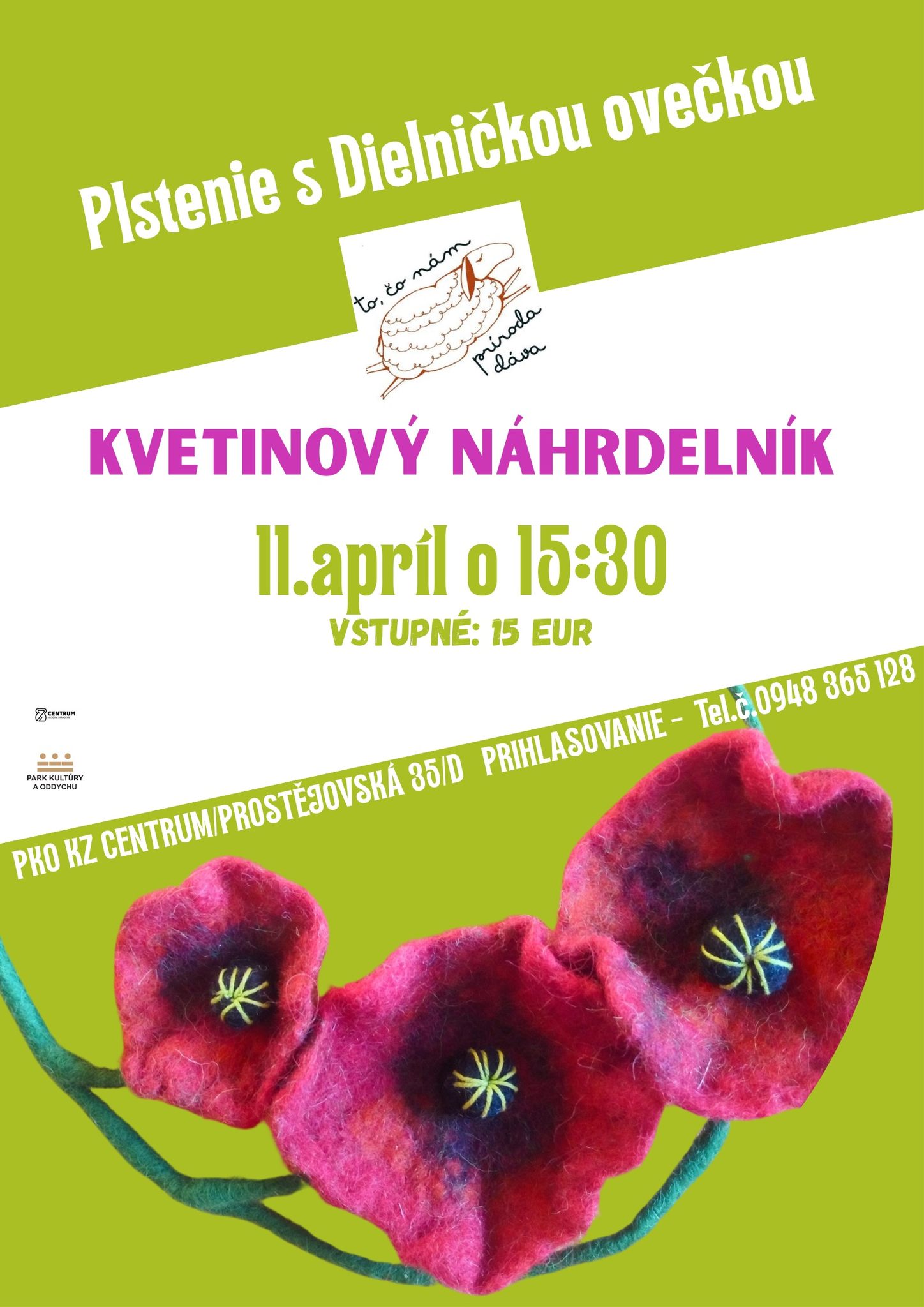 Plstenie - Kvetinový náhrdelník