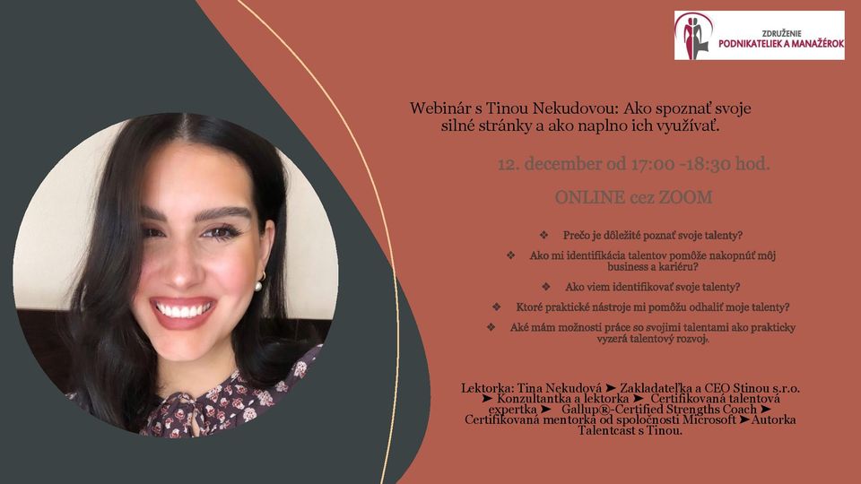 Webinár: Ako spoznať svoje silné stránky a naplno ich využívať v svojom biznise a kariére