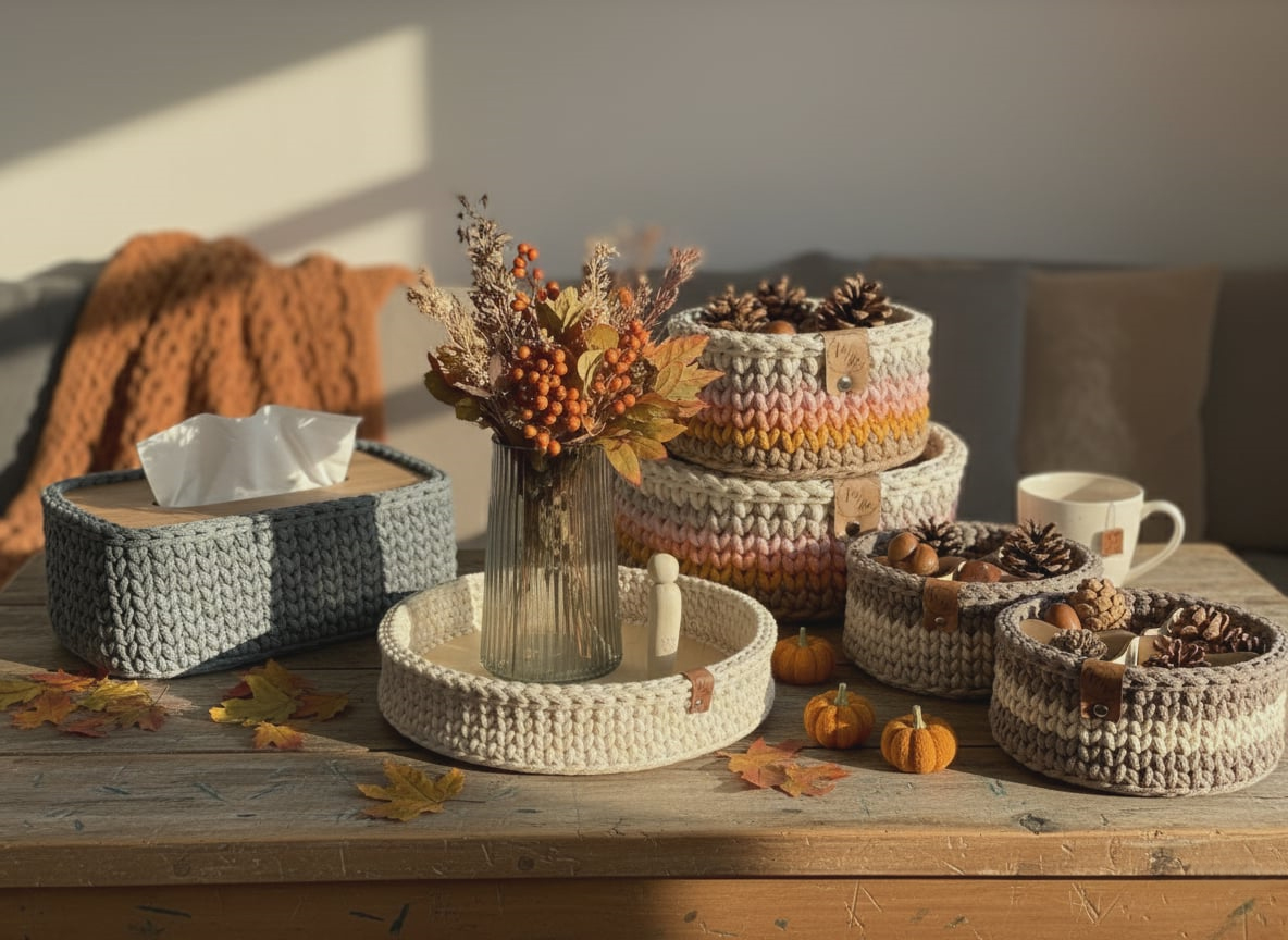 Crochet baskets and boxes for handkerchiefs - Workshop Brno