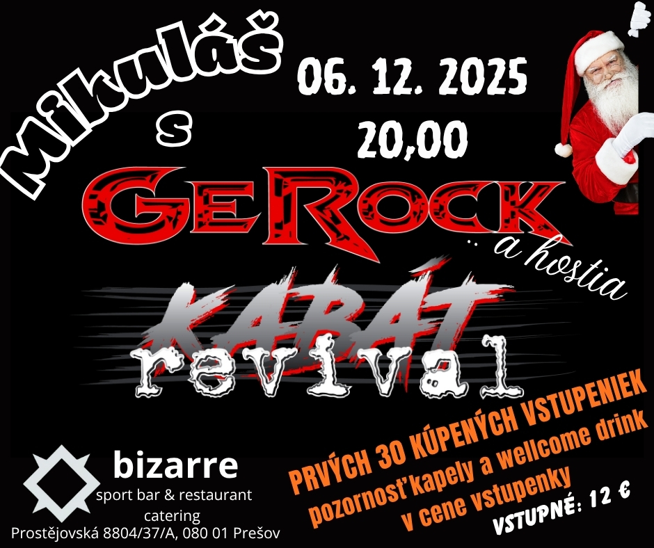 Mikuláš s GeRock Kabát revival v Bizarre Prešov