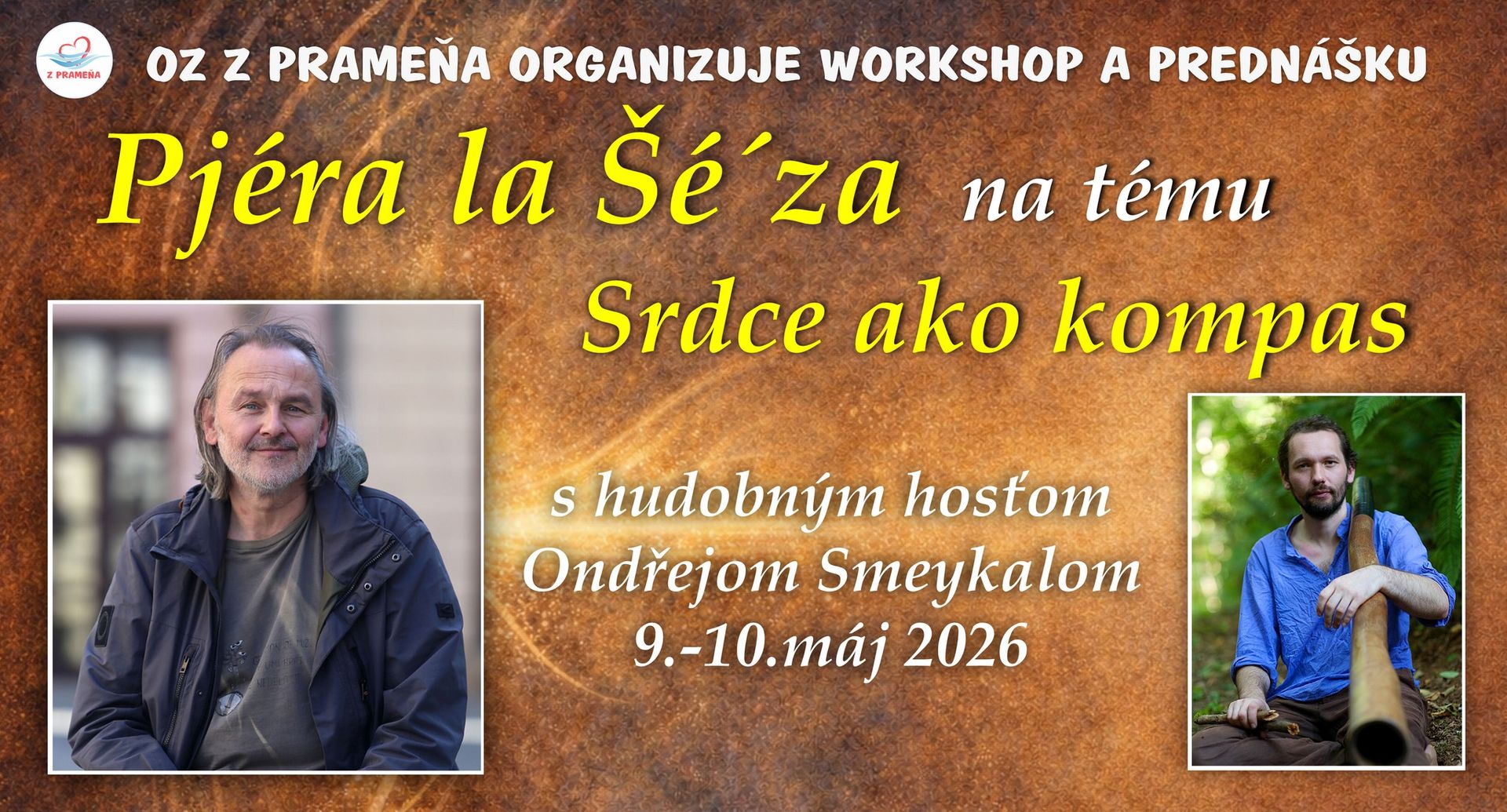 Srdce ako kompas - prednáška Pjéra la Šé ´za s hudobným hosťom Ondřejom Smeykalom v Trenčíne
