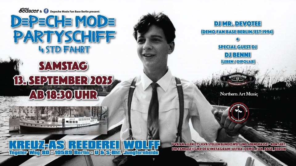 ZUSATZTERMIN Great DEPECHE MODE 4 Std.-Schiffspartytour Berlin