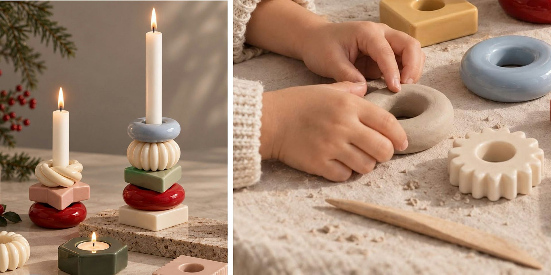 clay for kids: Modulare Kerzenhalter töpfern, ab 6 Jahre