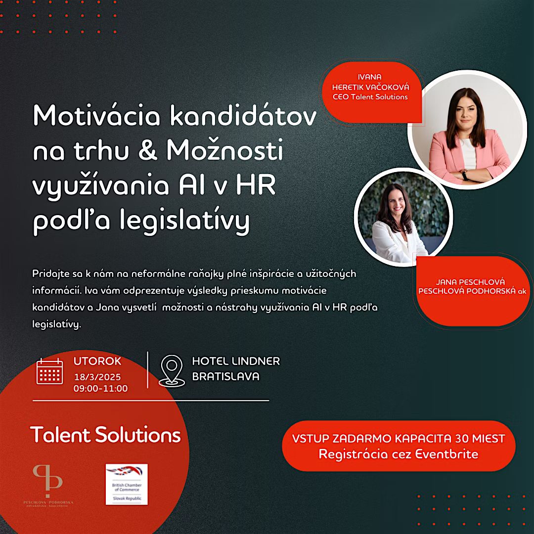 18.3./ Business  raňajky s Talent Solutions a advokátkou Janou Peschlovou