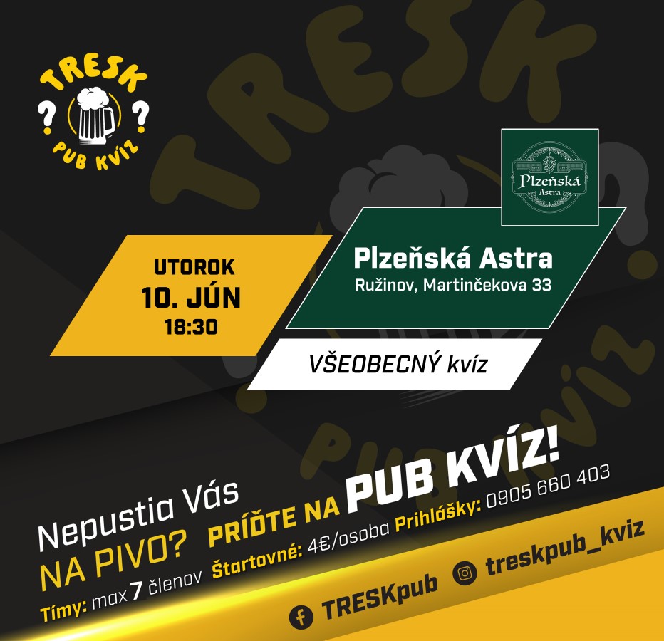 Ružinov - kvíz pre každého v Plzeňskej Astre