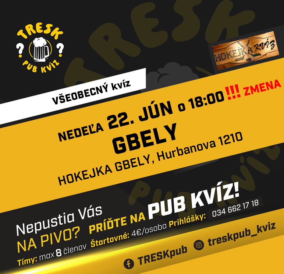 Gbely - kvíz v Hokejke (ZMENA ZAČIATKU)