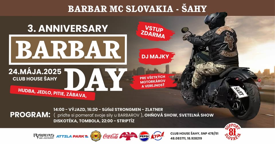 3rd ANNIVERSARY CLUBU BARBAR MC SLOVAKIA-BARBAR DAY
