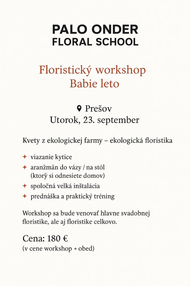 Floristický Workshop s Palom Onderom v Prešove!
