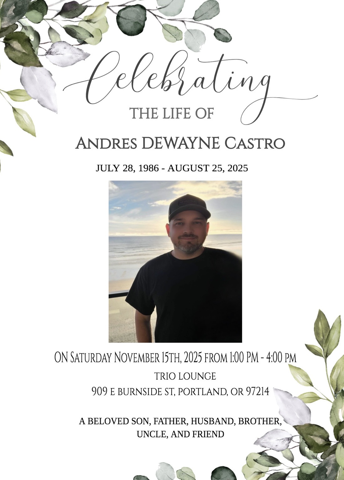 Celebration Of Life In Honor Of Andres Castro