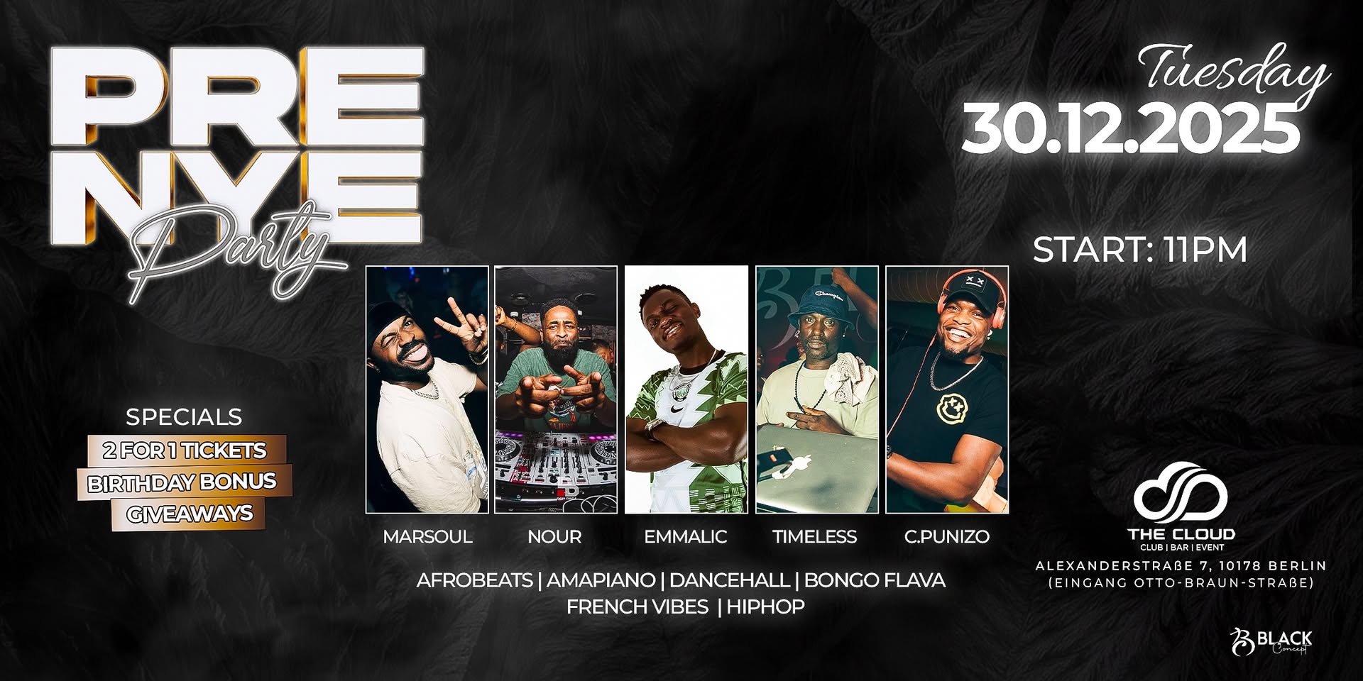 PRE-NEW YEAR Party · Afrobeats / Dancehall / Bongo Flava · The Cloud Berlin