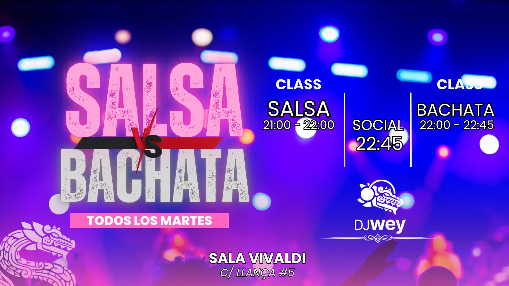 Clases + fiesta = ¡Salsa VS Bachata!  " Sala Vivaldi" -Martes-