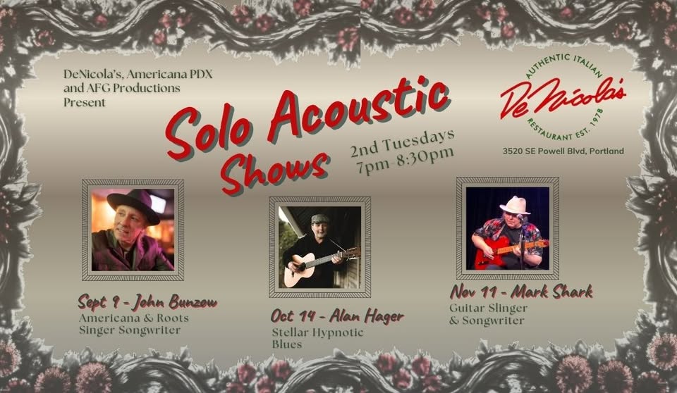 Solo Acoustic 2nd Tuesdays at DeNicola's on Powell!