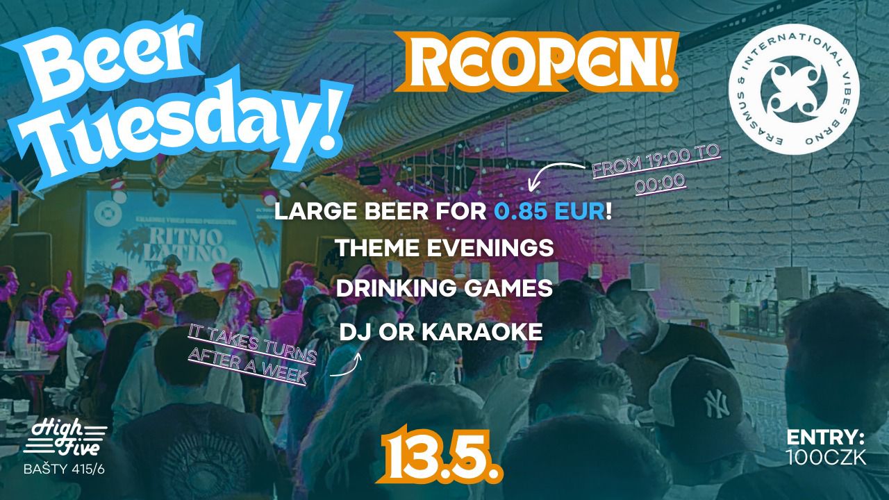 🍻 BeerTuesday - 🔥 H5 re-opening party - 📍 HighFive bar - 💥 Beer for 0,85 eur
