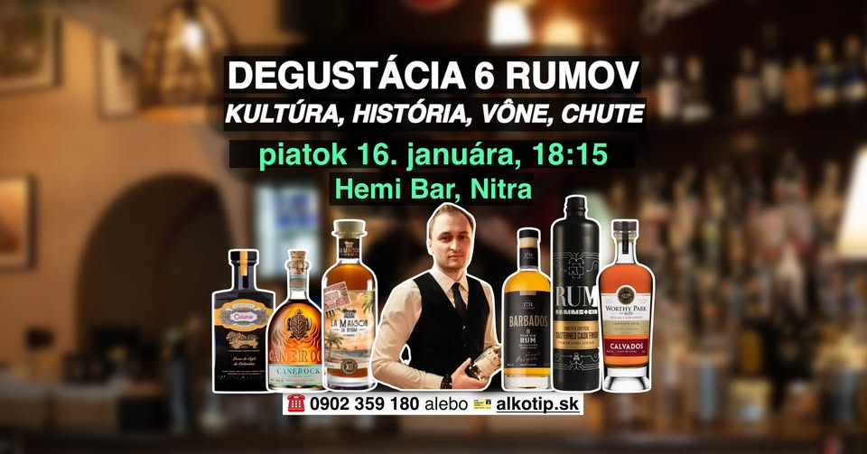 Zážitková Degustácia Rumu v Nitre v Hemi Bare - z Kolumbie na Jamajku