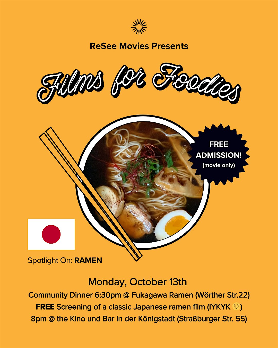 Films for Foodies - Spotlight on Ramen: Group Dinner + FREE Film Screening!
