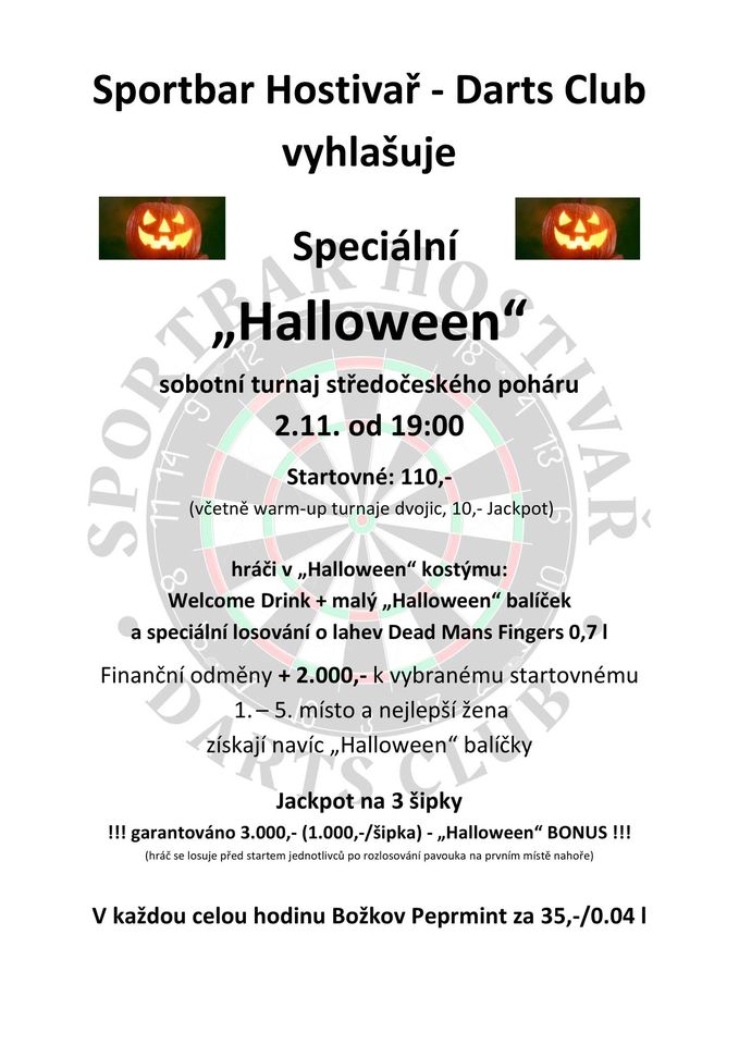 Halloween šipkový turnaj