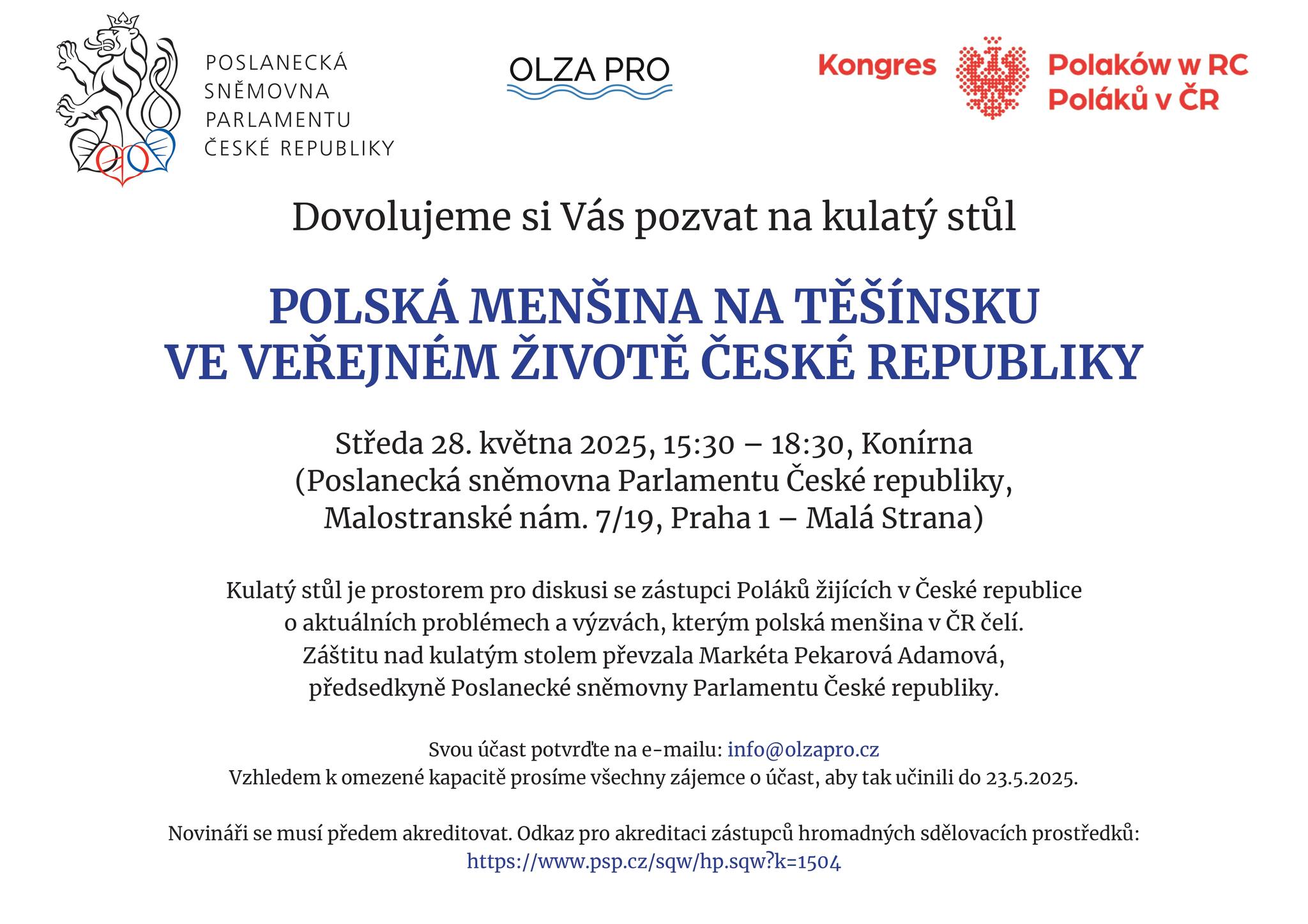 Dzień Polski w Czeskim Parlamencie - wystawa oraz okrągły stół