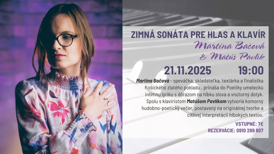 ZIMNÁ SONÁTA PRE HLAS & KLAVÍR - Martina Bačová a Matúš Pavlík v Poetike