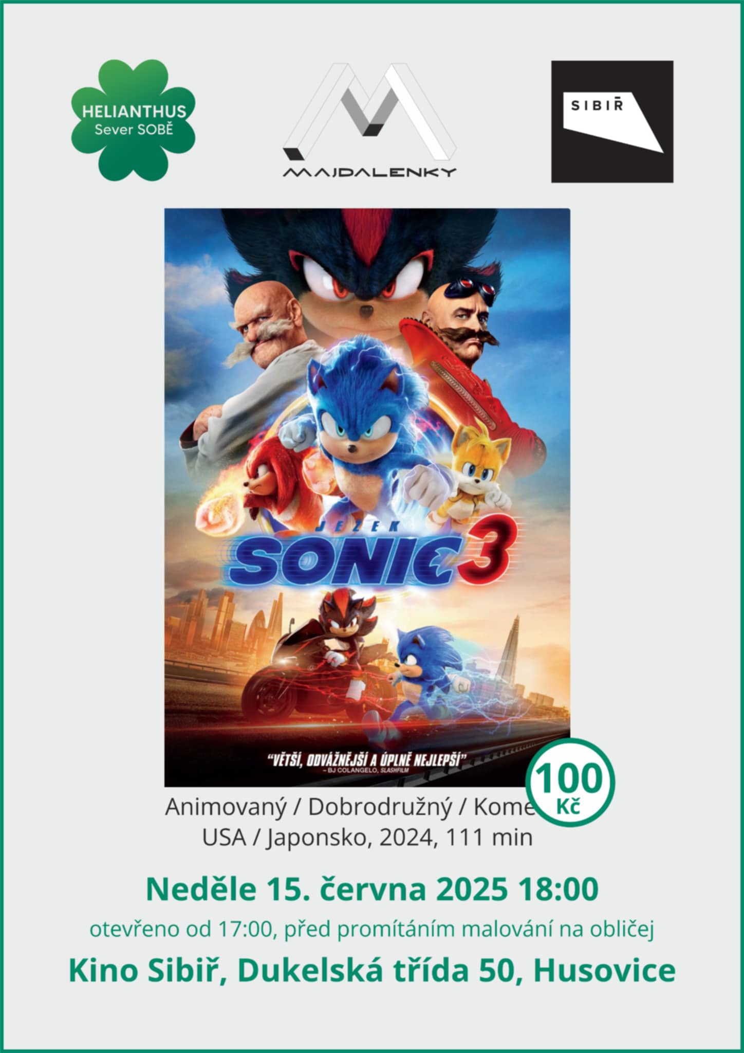 Promítání pro děti: SONIC 3