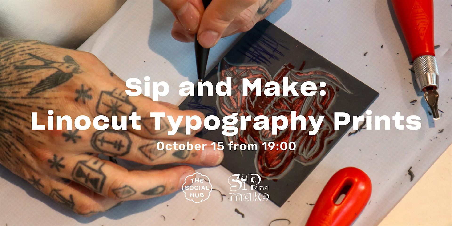 Sip and Make: Linocut Typography Prints