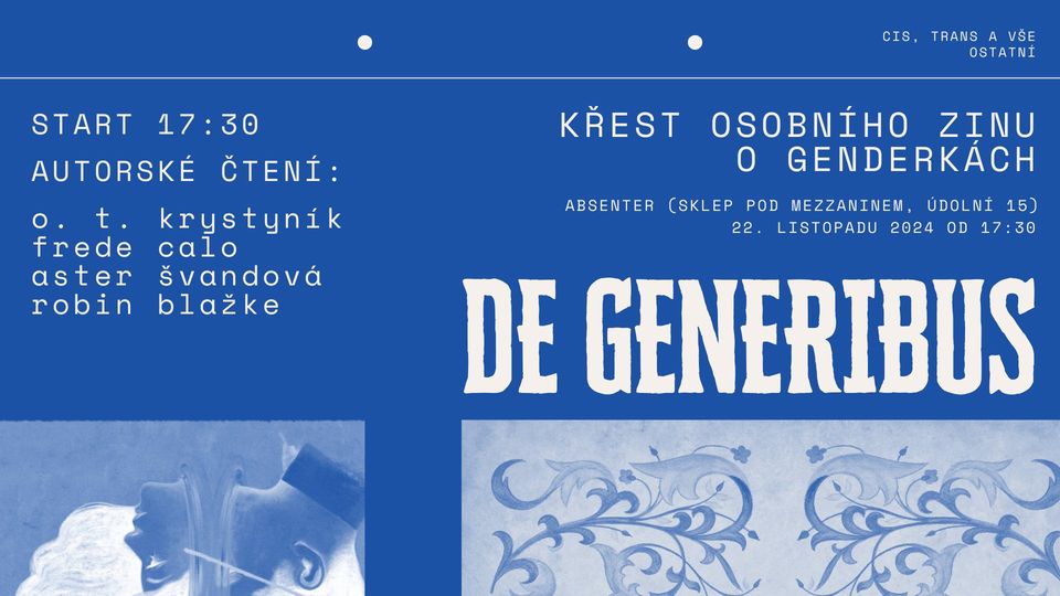 Křest zinu o genderkách: DE GENERIBUS (+ autorské čtení)