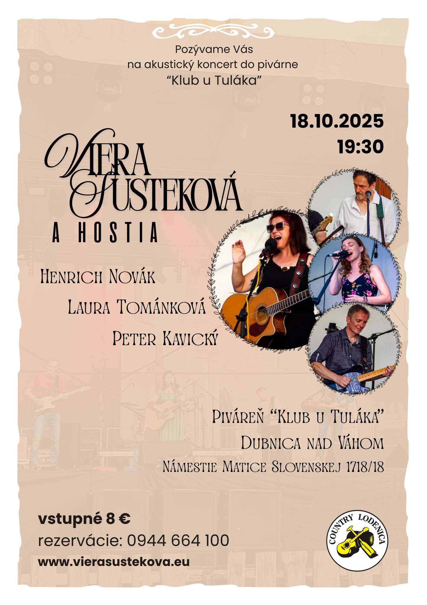koncert Viera Šusteková - piváreň klub U Tuláka, Dubnica nad Váhom