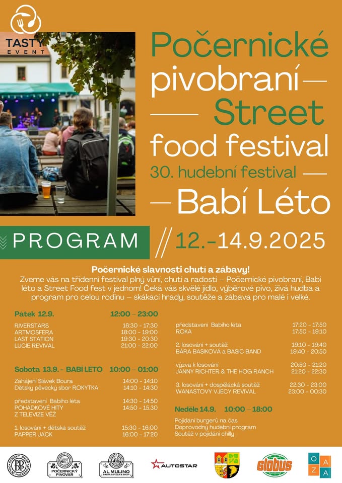 Babí Léto hudební festival - Počernické pivobraní - Street food festival