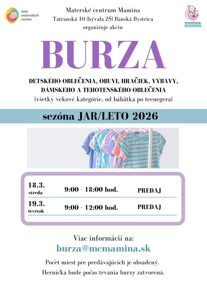 Burza JAR/LETO 2026 v MC Mamina ☀️