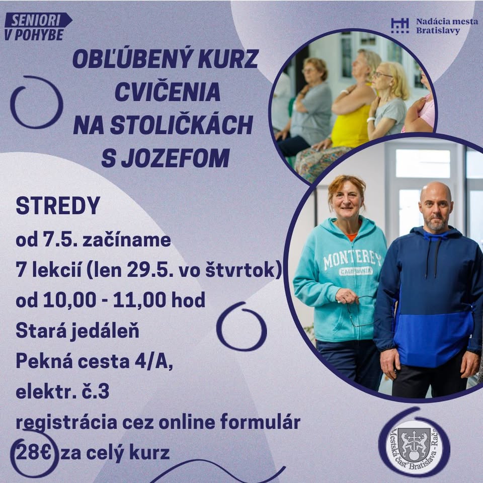 Cvičenie na stoličkách pre seniorov s Jozefom /7.5. začíname/prihlásenie už len ako náhradník/čka