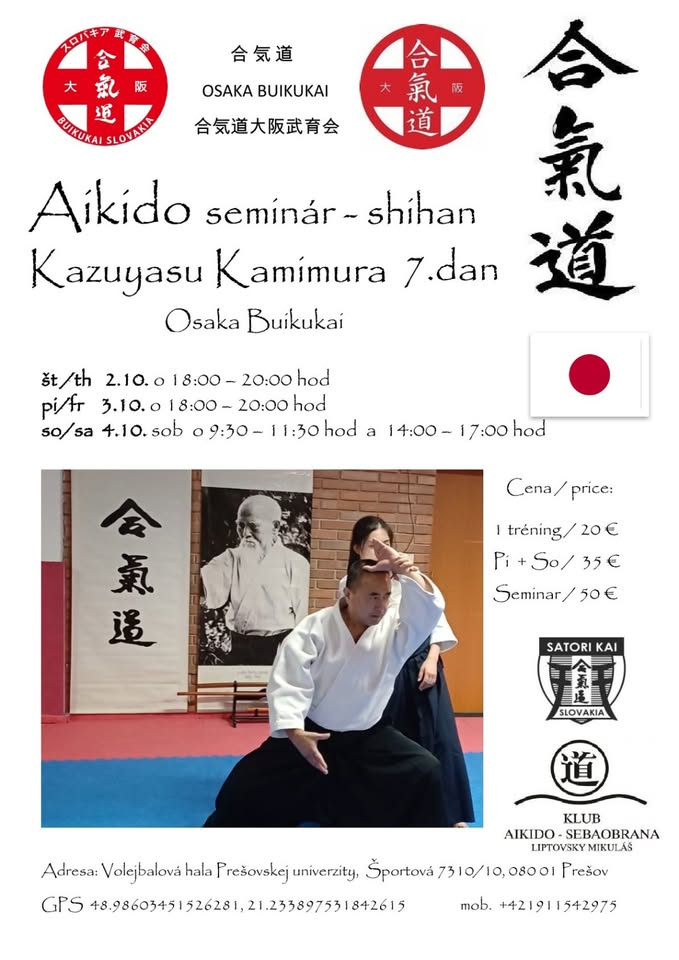 Seminár aikido - shihan Kazuyasu Kamimura 7. dan