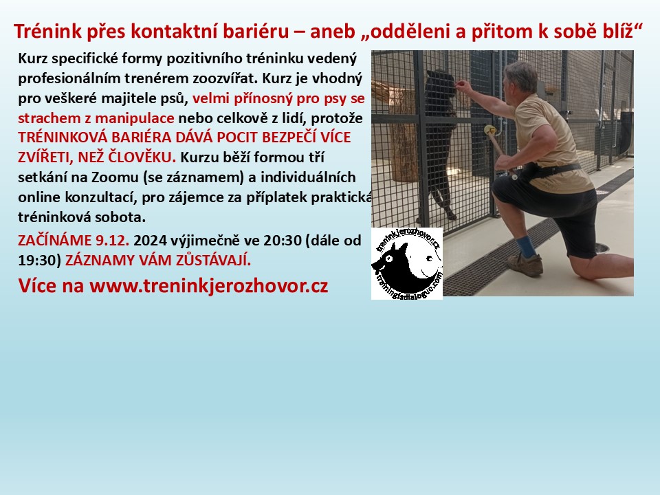Kurz tréninku přes kontaktní bariéru – aneb „odděleni a přitom k sobě blíž“