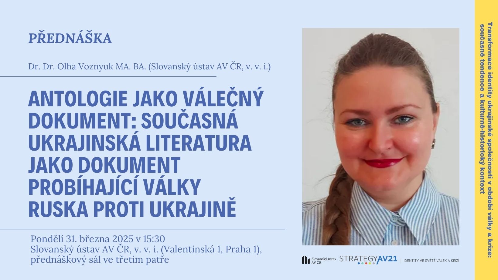 PŘEDNÁŠKA: Olha Voznyuk: Antologie jako válečný dokument