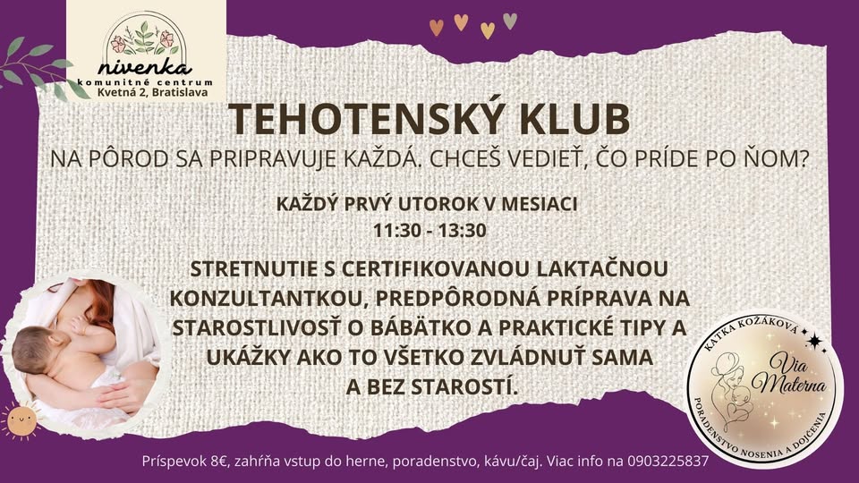Tehotenský klub v Nivenke - každý prvý utorok v mesiaci