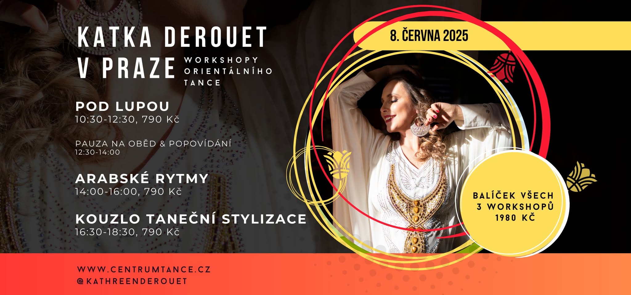 Katka Derouet v Praze (červen 2025) - workshopy orientálního tance