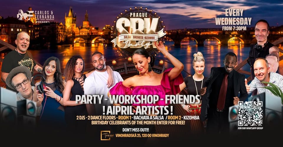Wednesday Prague SBK Party Tresor! Salsa, Bachata, Kizomba - By Carlos & Fernanda