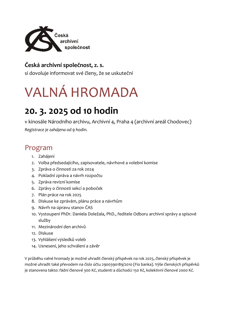 Valná hromada ČAS