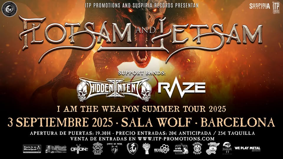 Flotsam and Jetsam + Hidden Intent + Raze - Sala Wolf (Barcelona)
