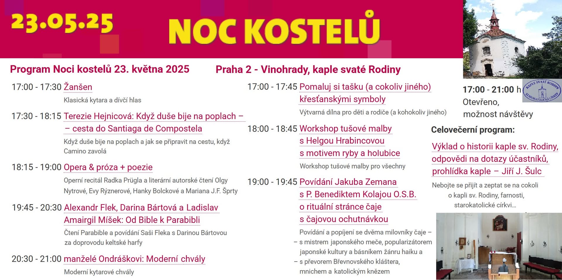 Noc kostelů v kapli sv. Rodiny