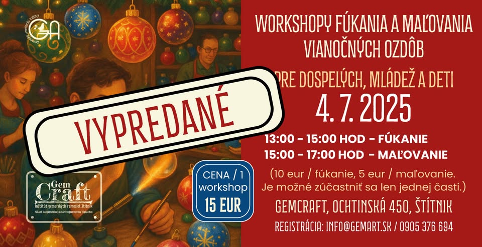 WORKSHOP FÚKANIA A MAĽOVANIA VIANOČNÝCH OZDÔB