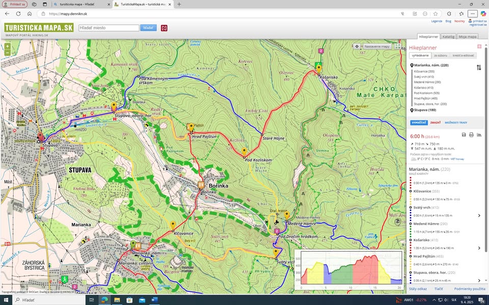 Mariánka – Svätý vrch – Medené Hámre – Košarisko- Pajštún castle - Stupava