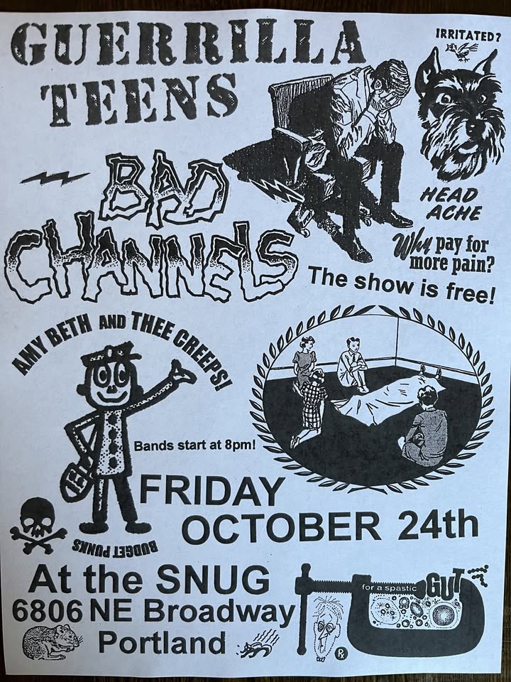 Guerrilla Teens, Bad Channels and Amy Beth and the Creeps at the Snug!